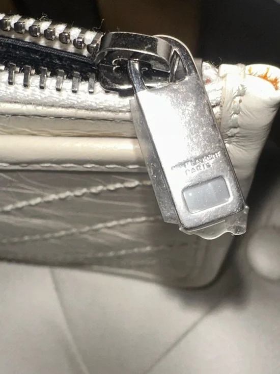 Saint Laurent Cream Quilted Leather Zip Pouch with YSL Logo - Picture 3 of 5